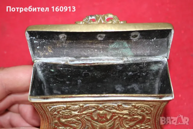 Отлична бронзова барутница, паласка, фишеклък, кутия., снимка 9 - Антикварни и старинни предмети - 55422130