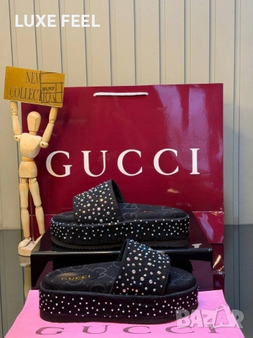 Gucci ⚜️Дамски Чехли с Камъни , снимка 8 - Чехли - 54259978