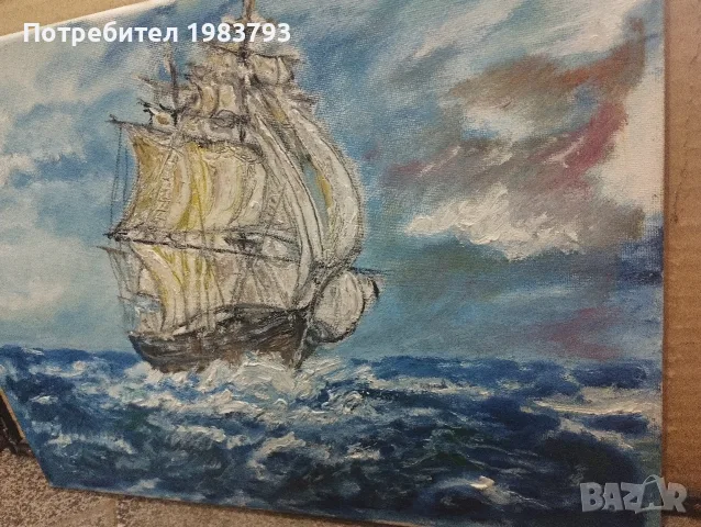 Морска картина-масло., снимка 3 - Декорация за дома - 55431236