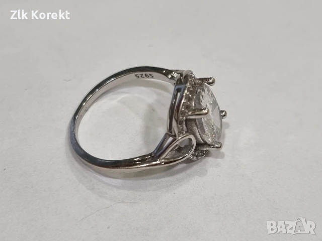 Дамски сребърен пръстен с голям ефирен камък., снимка 8 - Пръстени - 55191255