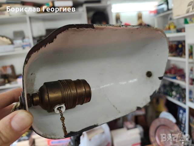 Стара нощна лампа с емайл, снимка 2 - Антикварни и старинни предмети - 53982387