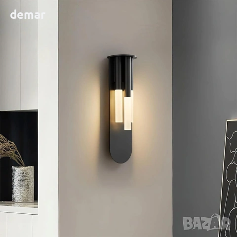 LED аплик за стена (външен/интериор) с алуминиев корпус и цилиндричен дизайн 43 см, снимка 6 - Лампи за стена - 54923011