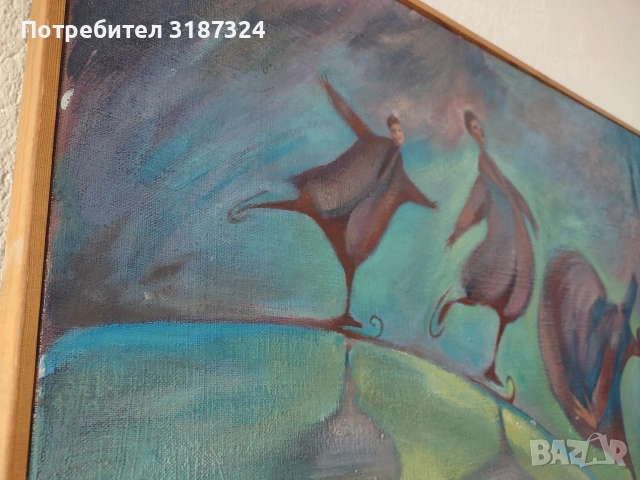 Картина с необичаен сюжет, масло върху платно , снимка 4 - Картини - 54945777