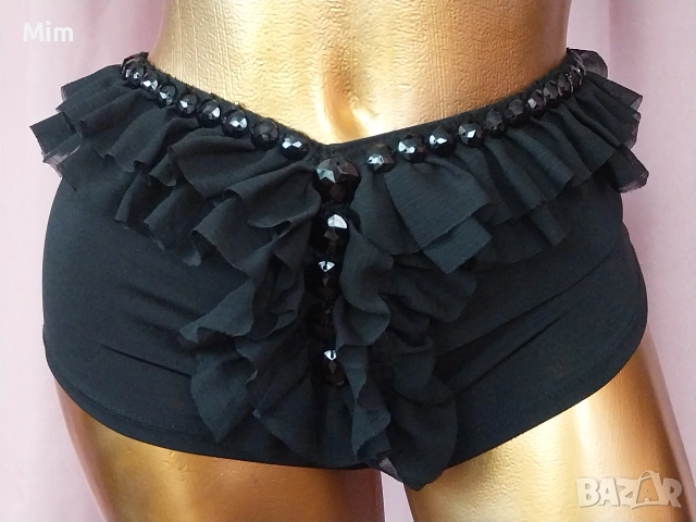 LEG AVENUE M / L Черна бикина с къдри и мъниста 