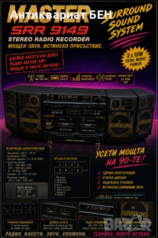 „МАСИВНА 90s SURROUND SOUND SYSTEM – MASTER SRR 9149“ 🔥, снимка 18 - Антикварни и старинни предмети - 54480703
