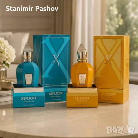 Комплект Xerjoff Erba Pura + Erba Gold EDP 100 мл – Луксозни универсален парфюми с цитрусово-плодови, снимка 5 - Унисекс парфюми - 55506668