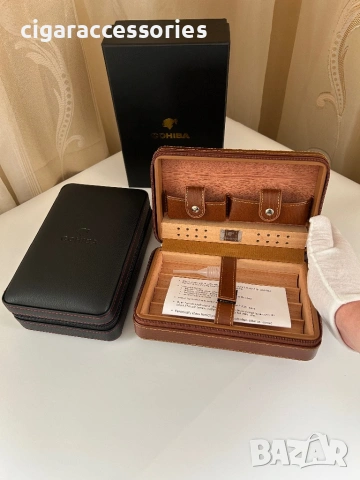 Cohiba преносим хумидор за 4 пури – кедър, кафяв/черен, снимка 4 - Табакери - 54190579