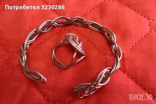 Меден комплект -гривна и пръстен ръчна изработка, снимка 2 - Гривни - 54729489