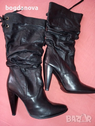 Нови ботуши на ток, естествена кожа, 40 номер