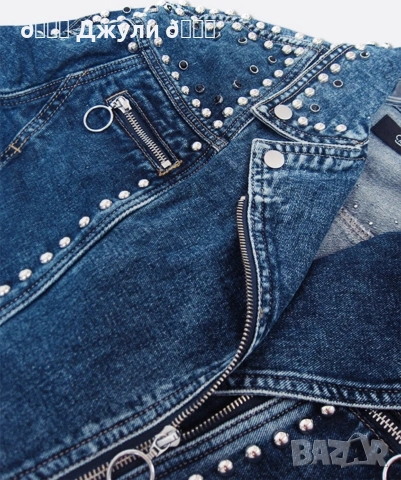 Дънково яке с камъни и капси 💎Уникат, снимка 7 - Якета - 53978221