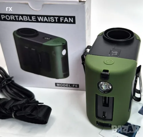 Преносим вентилатор за кръст (Model F6) с Powerbank и LED фенерче, снимка 2 - Външни батерии - 55679437