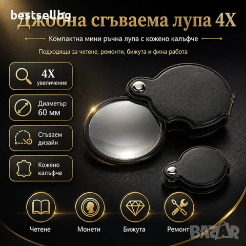 Мини джобна сгъваема ръчна лупа за четене работа монети увеличение