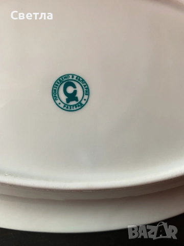 Чинии порцеланови, елипсовидни, 12 бр. за € 24, с р-ри 23/15см Качествен,дебел порцелан,Златен кант, снимка 5 - Чинии - 54167146