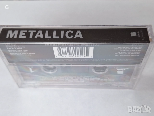 Аудио касета Metallica - The Black Album, Чисто нова, запечатана, рядка, UK издание, снимка 6 - Аудио касети - 54349599