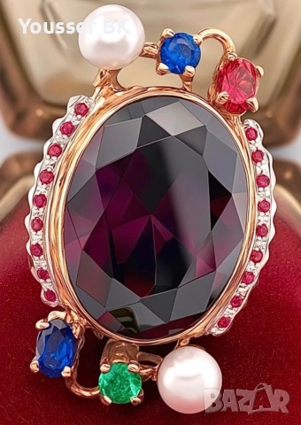 Масивен 1930-1940 Арт Деко Пръстен (12.18г) – 18ct Аметист, Розово Злато и Сребро