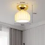 Комплект 2 LED таванни лампи със златист керамичен дизайн, стъклен абажур тип купол и LED крушки, снимка 2