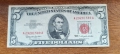 Банкнота 5 USD 1963 червено мастило и с изместено подравняване , снимка 2