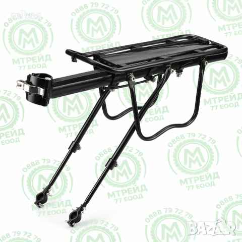 Универсален багажник за велосипед, алуминиев, черен, 35 x 14 см, до 50 кг