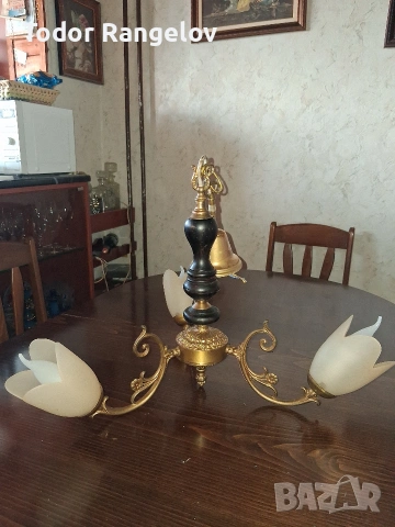 Полилей от месинг и дърво., снимка 2 - Полилеи - 54144560