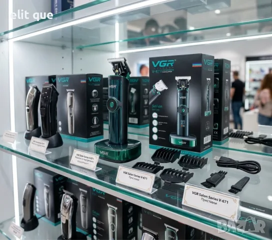 Безжична машинка за подстригване VGR V-671 с цифров дисплей, 2500 mAh батерия и мощен ротационен мот
