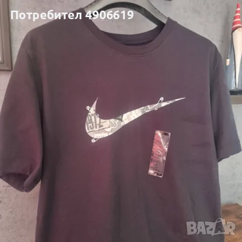 НОВА с етикет! Оригинална мъжка тениска Nike Dri-FIT (Размер L) – Черна, снимка 3 - Тениски - 55541888