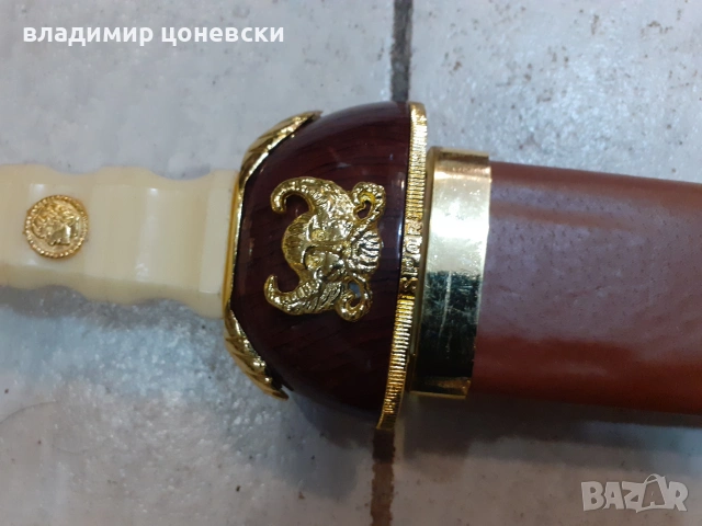 Реплика на римски меч гладиус,сабя,шпага,кортик,стоманено острие,кания обвита с кожа,тежък и масивен, снимка 5 - Колекции - 55000256