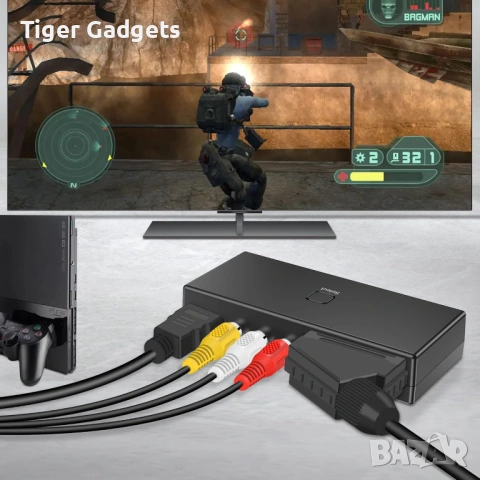 3 в 1 SCART / RCA / HDMI към HDMI конвертор – видео адаптер за TV, PS5, Wii, VHS, DVD и ретро конзол, снимка 4 - Приемници и антени - 54455387