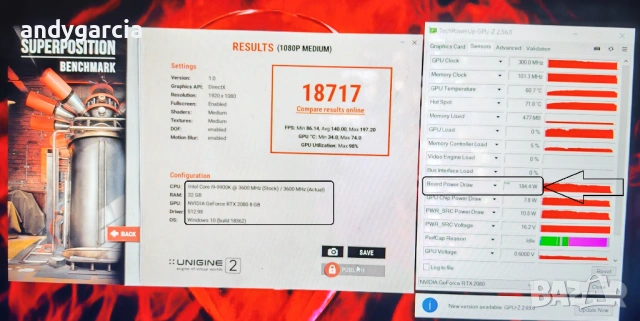 NVidia RTX 2080 8GB 190W/Core i9 - 9900K/16GB RAM/256GB SSD+1TB/17.3 144hz IPS/Dell Alienware AREA51, снимка 17 - Лаптопи за игри - 54741978
