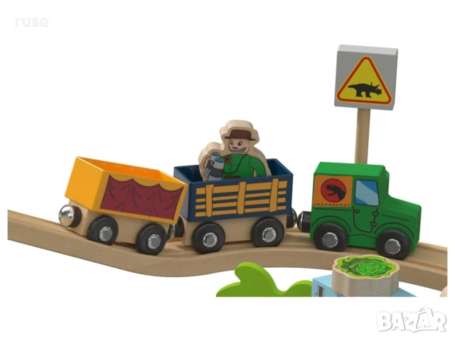 НОВИ! Дървено влакче с релси железница Динозаври, снимка 5 - Влакчета, самолети, хеликоптери - 54144507