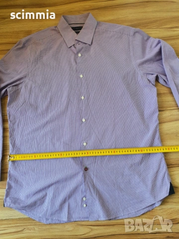 Мъжка риза Tommy Hilfiger Tailored Fit лилава карирана риза размер XL 100% памук, снимка 11 - Ризи - 54728319