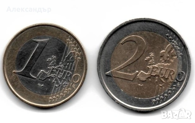 Австрия 1 евро 2002 + 2 евро 2019, снимка 2 - Нумизматика и бонистика - 54154574