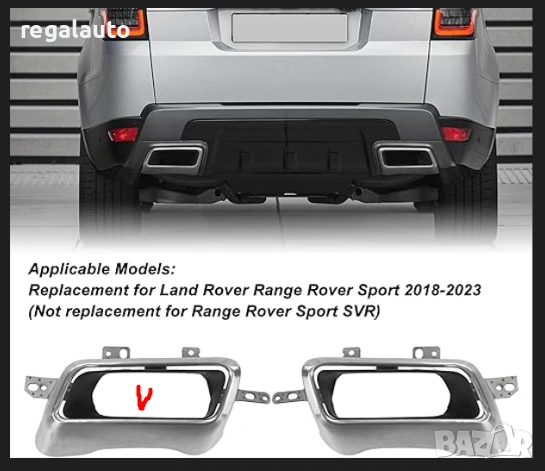 LR104743,LR104742,накрайник заден ляв ауспух RANGE ROVER SPORT II L494,2017-2022, снимка 2 - Части - 55030355