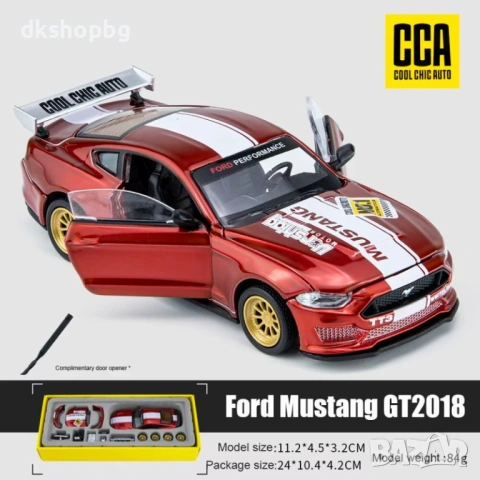 4744 Метален Ford Mustang GT 1:24 (Червен) – Модел с допълнителни части за модификация