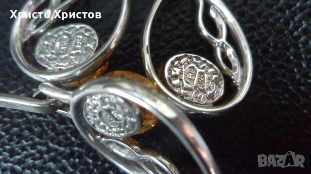 Сребърен 925 проба нов бутиков комплект с кехлибари, снимка 7 - Бижутерийни комплекти - 55138225