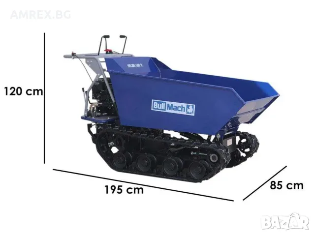 Верижна моторна количка (дъмпер) BullMach – 500 кг с хидравлично разтоварване, снимка 2 - Селскостопанска техника - 55405136