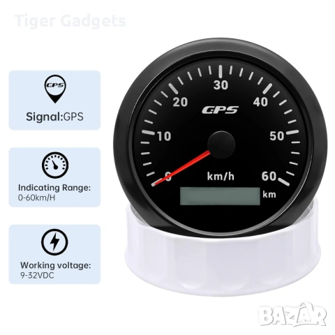 Километраж GPS Speedometer 85mm 0-60 km/h – GPS километраж с 7-цветна LED подсветка и одометър, IP67, снимка 3 - Части - 54658329