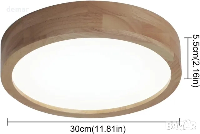 LED панел/плафон за таван с дървена рамка и CCT (смяна на температурата на светлината) 30 см, 24W, снимка 2 - Лампи за таван - 55537282
