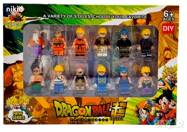 12 фигурки за Лего конструктор Dragon Ball за игра и украса на торта пластмасови