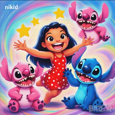 Стич stitch Нала Лило детски 5D гоблен диамантен картина мозайка за направа по схема с камъчета 