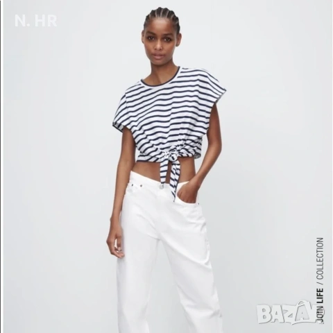 Тениска ZARA Crop top с връзки 