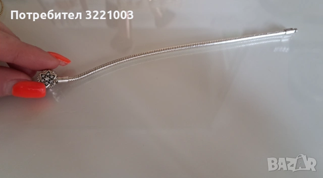 Сребърна гривна пандора снежинка, снимка 5 - Гривни - 54219060