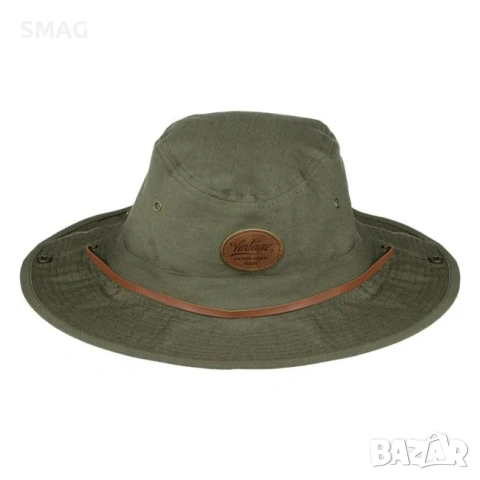 Мъжка bucket шапка памучна каки Vintage_1235293