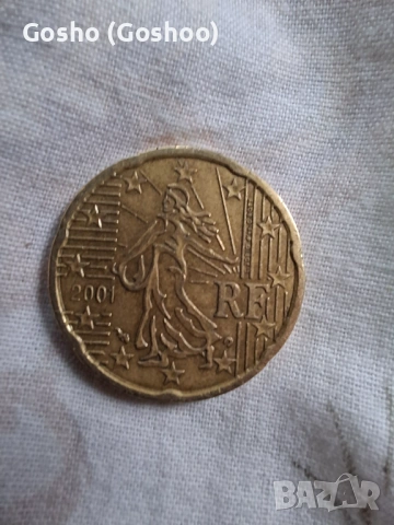 Рядка евро монета 50 Cent Франция 2001