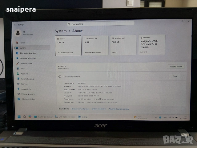 Лаптоп Acer Aspire V3-571G, снимка 5 - Лаптопи за дома - 55236792