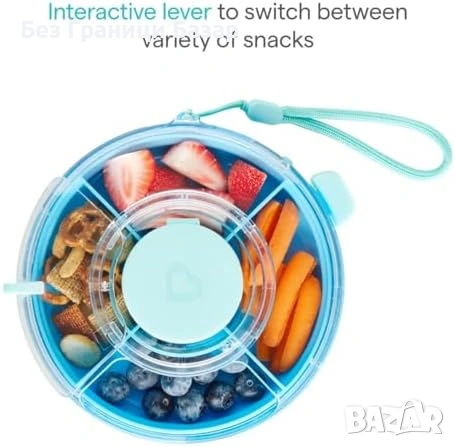 Нов Детски контейнер за закуски Munchkin Snack Wheel 5 отделения за 24m+ дете, снимка 5 - Други - 54652612