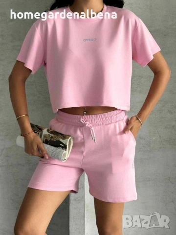 Спортен летен комплект от модал — кроп топ и шорти