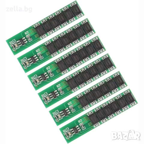 Комплект от 6 броя BMS модул 1S 18650 3.7V 10A с пълна защита за Li-ion и LiPo батерии 10453