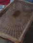 Ретро холна маса от масивно дърво с плетена ратан горна част (54х98х50 см), снимка 3