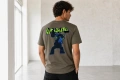 Мъжка тениска Off-White (Virgil Abloh) — каки/маслинено зелена „Industrial Man" герой regular fit, снимка 2
