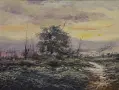 Картина маслени бои „Пейзаж на зазоряване“ – подписана Giselle, в позлатена рамка, снимка 6